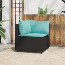 vidaXL fekete polyrattan kerti sarokkanapé párnákkal kerti bútor