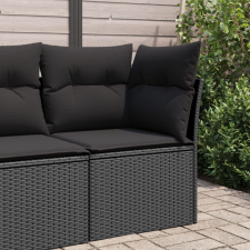 vidaXL fekete polyrattan kerti sarokkanapé párnával kerti bútor
