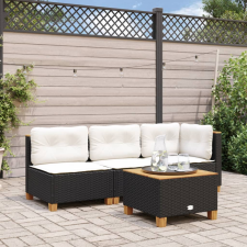 vidaXL fekete polyrattan kerti sarokkanapé párnával kerti bútor