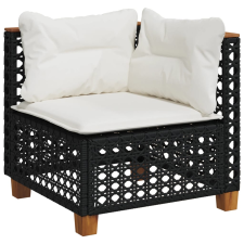 vidaXL fekete polyrattan kerti sarokkanapé párnával (365923) kerti bútor
