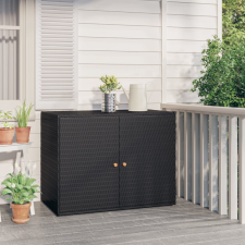 vidaXL fekete polyrattan kerti tárolószekrény 100 x 55,5 x 80 cm kerti tárolás