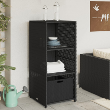 vidaXL fekete polyrattan kerti tárolószekrény 50 x 55 x 115 cm kerti tárolás