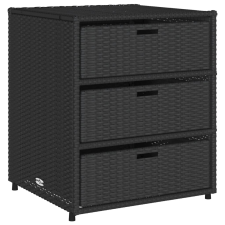 vidaXL fekete polyrattan kerti tárolószekrény 55 x 59 x 69 cm (365555) kerti bútor