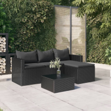 vidaXL fekete polyrattan kerti ülőgarnitúra kerti bútor