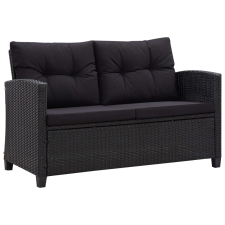 vidaXL fekete polyrattan kétszemélyes kerti kanapé párnákkal 124 cm kerti bútor