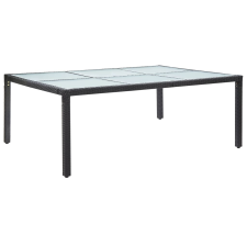 vidaXL fekete polyrattan kültéri étkezőasztal 200 x 150 x 74 cm kerti bútor