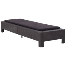 vidaXL fekete polyrattan napozóágy párnával (46237) kerti bútor