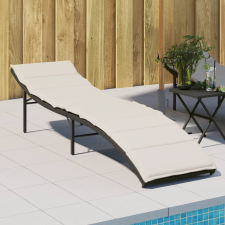 vidaXL fekete polyrattan napozóágy párnával 55x199x50 cm kerti bútor