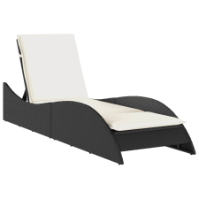 vidaXL fekete polyrattan napozóágy párnával 60x205x73 cm (368278) kerti bútor