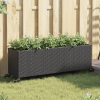 vidaXL fekete polyrattan növénytartó kerékkel/3 cseréppel 107x32x38 cm