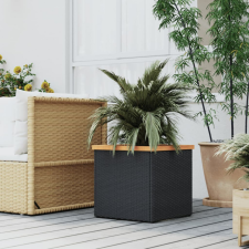 vidaXL Fekete polyrattan ültetőláda 40 x 40 x 40 cm (319414) kerti dekoráció