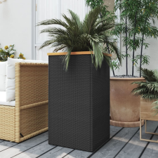 vidaXL fekete polyrattan ültetőláda 40 x 40 x 80 cm kerti dekoráció