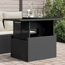 vidaXL fekete polyrattan üveglapos kerti asztal 100 x 55 x 73 cm kerti bútor