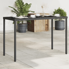 vidaXL fekete polyrattan üveglapos kerti asztal 115x54x74 cm kerti bútor