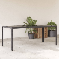 vidaXL fekete polyrattan üveglapos kerti asztal 190 x 90 x 75 cm kerti bútor