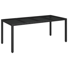 vidaXL fekete polyrattan üveglapos kerti asztal 190 x 90 x 75 cm (319903) kerti bútor