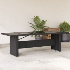 vidaXL fekete polyrattan üveglapos kerti asztal 240 x 90 x 75 cm kerti bútor