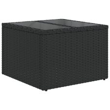 vidaXL fekete polyrattan üveglapos kerti asztal 55 x 55 x 37 cm (365969) kerti bútor