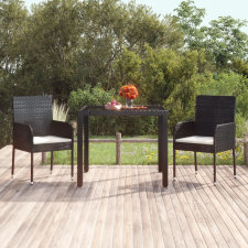 vidaXL fekete polyrattan üveglapos kerti asztal 90 x 90 x 75 cm kerti bútor