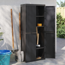 vidaXL fekete PP kültéri tárolószekrény 65 x 37 x 165 cm bútor