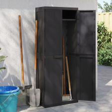 vidaXL fekete PP kültéri tárolószekrény 65 x 37 x 165 cm bútor