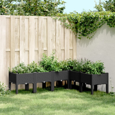 vidaXL Fekete pp rácsos kerti ültetőláda 160 x 120 x 42 cm kerti tárolás