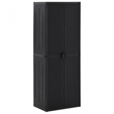 vidaXL Fekete PP rattan kerti tárolószekrény 65 x 45 x 172 cm kerti tárolás