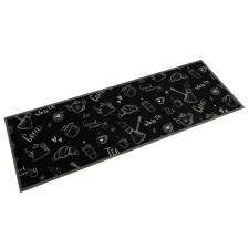 vidaXL fekete reggeli mintás mosható bársony konyhaszőnyeg 60x180 cm lakástextília