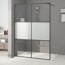 vidaXL fekete selyemmatt ESG üveg zuhanyfal 140x195 cm kád, zuhanykabin