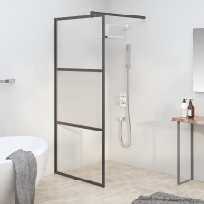 vidaXL fekete selyemmatt ESG üveg zuhanyfal 90x195 cm kád, zuhanykabin