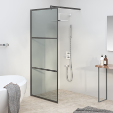vidaXL Fekete sötét ESG üveg zuhanyfal 90x195cm kád, zuhanykabin