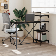 vidaXL fekete számítógépasztal polcokkal 120x47x109 cm íróasztal