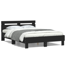 vidaXL fekete szerelt fa ágykeret fejtámlával 135 x 190 cm ágy és ágykellék