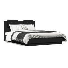 vidaXL fekete szerelt fa ágykeret fejtámlával 135 x 190 cm ágy és ágykellék