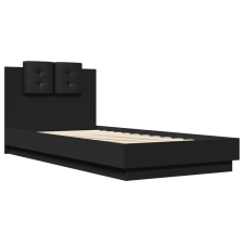 vidaXL fekete szerelt fa ágykeret fejtámlával 90 x 200 cm (3209941) ágy és ágykellék