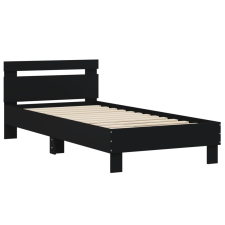 vidaXL fekete szerelt fa ágykeret fejtámlával 90 x 200 cm (838534) ágy és ágykellék