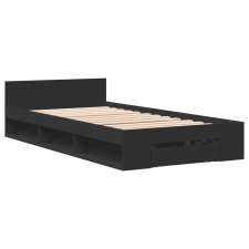 vidaXL fekete szerelt fa ágykeret fiókkal 100 x 200 cm ágy és ágykellék
