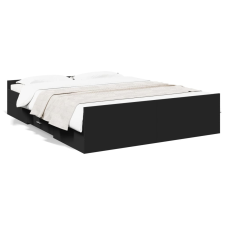 vidaXL fekete szerelt fa ágykeret fiókkal 150 x 200 cm ágy és ágykellék