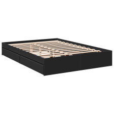 vidaXL fekete szerelt fa ágykeret fiókokkal 160 x 200 cm ágy és ágykellék