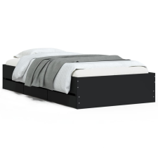vidaXL fekete szerelt fa ágykeret fiókokkal 75x190 cm (3207330) ágy és ágykellék