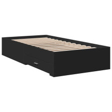 vidaXL fekete szerelt fa ágykeret fiókokkal 90 x 190 cm (3280434) ágy és ágykellék