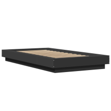 vidaXL fekete szerelt fa ágykeret LED-világítással 90 x 190 cm ágy és ágykellék