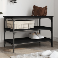 vidaXL fekete szerelt fa cipőpolc 70x38,5x49 cm bútor