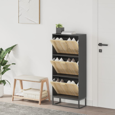 vidaXL fekete szerelt fa cipősszekrény 52x25x120 cm bútor