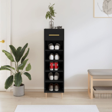 vidaXL fekete szerelt fa cipőszekrény 30 x 35 x 105 cm bútor