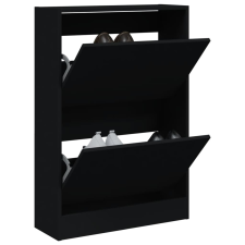 vidaXL fekete szerelt fa cipőszekrény 60 x 21,5 x 87,5 cm bútor