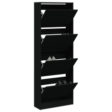 vidaXL fekete szerelt fa cipőszekrény 60 x 21 x 163,5 cm bútor