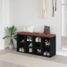 vidaXL fekete szerelt fa cipőtároló pad 103x30x48 cm bútor