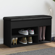 vidaXL fekete szerelt fa cipőtároló pad 82 x 32 x 45,5 cm bútor