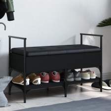vidaXL fekete szerelt fa cipőtároló pad 85,5 x 42 x 57,5 cm bútor